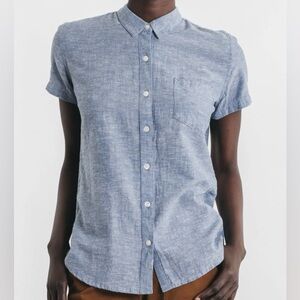 Bridge and Burn Women’s Lana Button Up Shirt Short Sleeve Blue XS